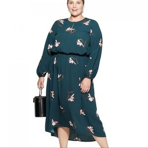 Ava & Viv Green Floral Dress, New 14W